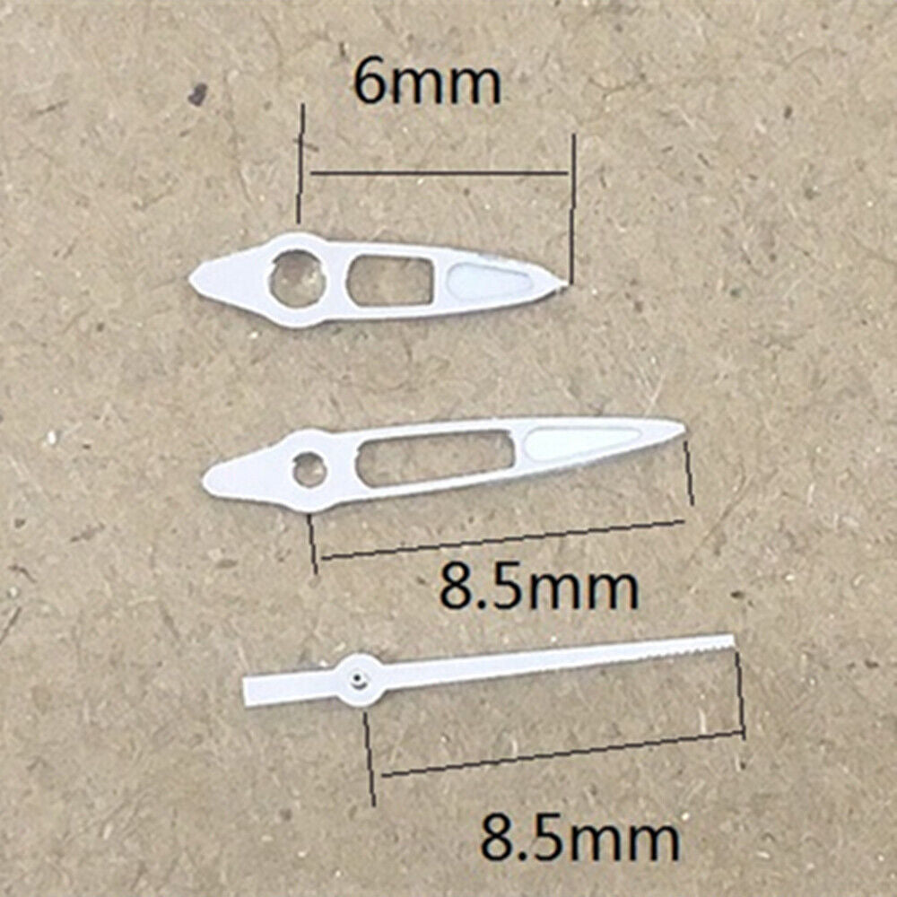 White hollow arrow point watch hands 8.50mm for Miyota 7T35 quartz movement