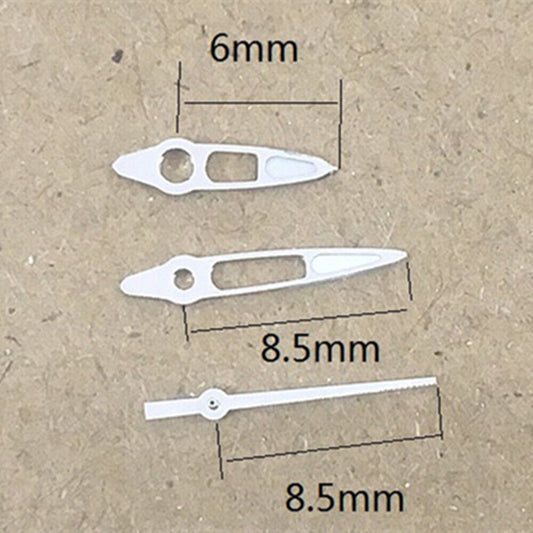 White hollow arrow point watch hands 8.50mm for Miyota 7T35 quartz movement
