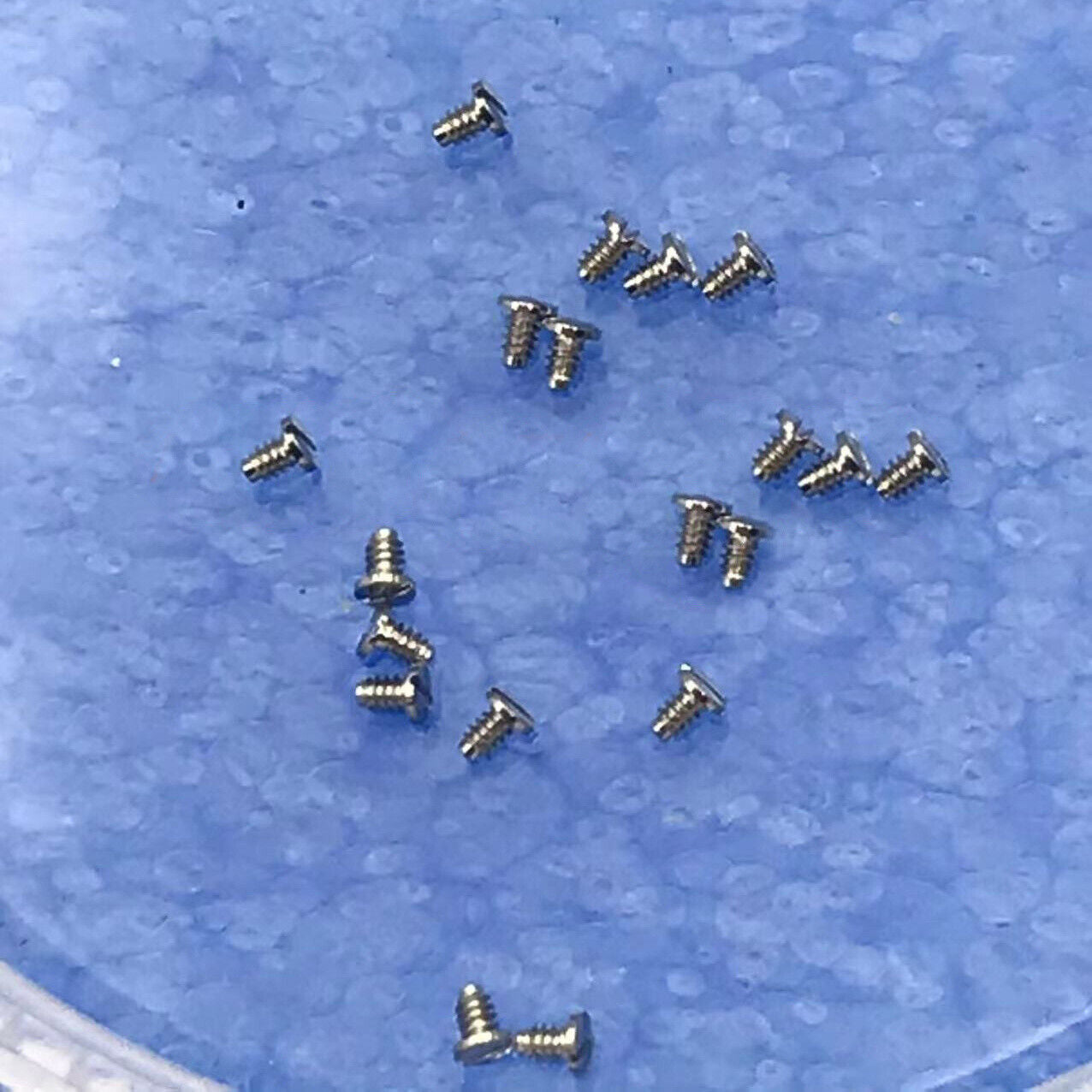 Close-up of Pallet Fork Bridge Splint screws for SA100 watch movement, generic watch part accessories.