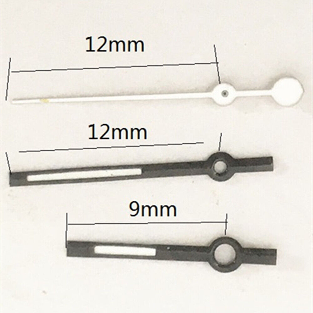 Aiguilles de montre noires et blanches de 12 mm pour mouvement à quartz Miyota 7T35