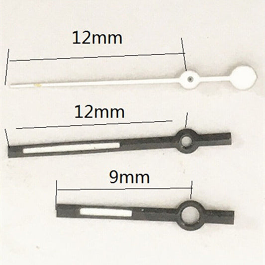 Aiguilles de montre noires et blanches de 12 mm pour mouvement à quartz Miyota 7T35