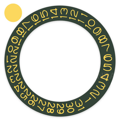 Hunter Green background date wheel with yellow pineapple font for Miyota NH35 NH36 watch accessories.