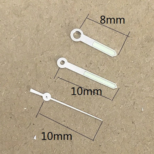 Aiguilles de montre lumineuses vertes argentées de 10 mm pour mouvement à quartz Epson TMI VJ22