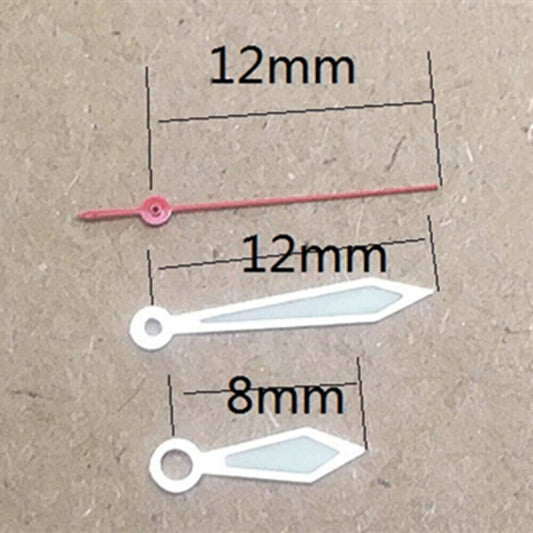 Silberne, rautenförmige, spitze, grüne Leuchtzeiger, 12 mm, für Miyota 1M12-Uhrwerk