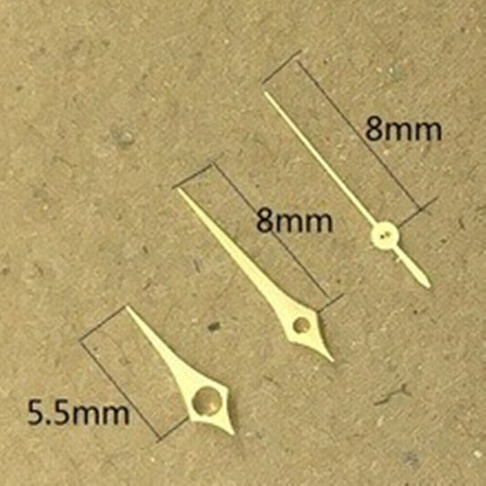 Golden 8mm rhombus watch hands for Epson TMI VJ12 quartz movement, non-luminous, precise fit.