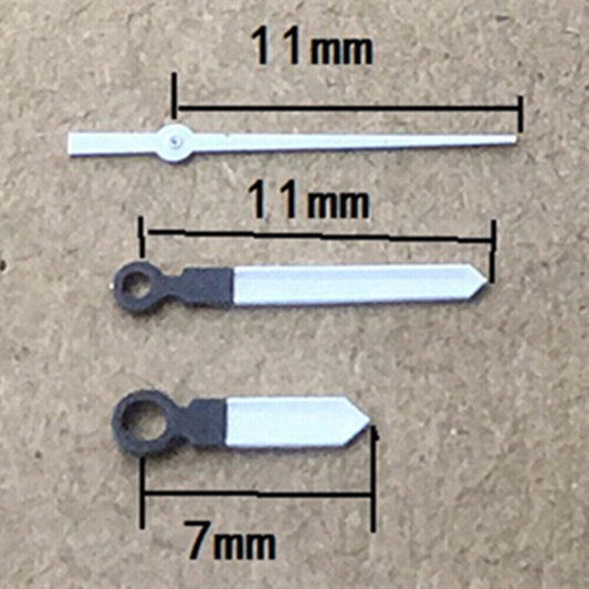 Aiguilles de montre lumineuses noires et blanches vertes de 11 mm pour mouvement à quartz Epson TMI VJ12