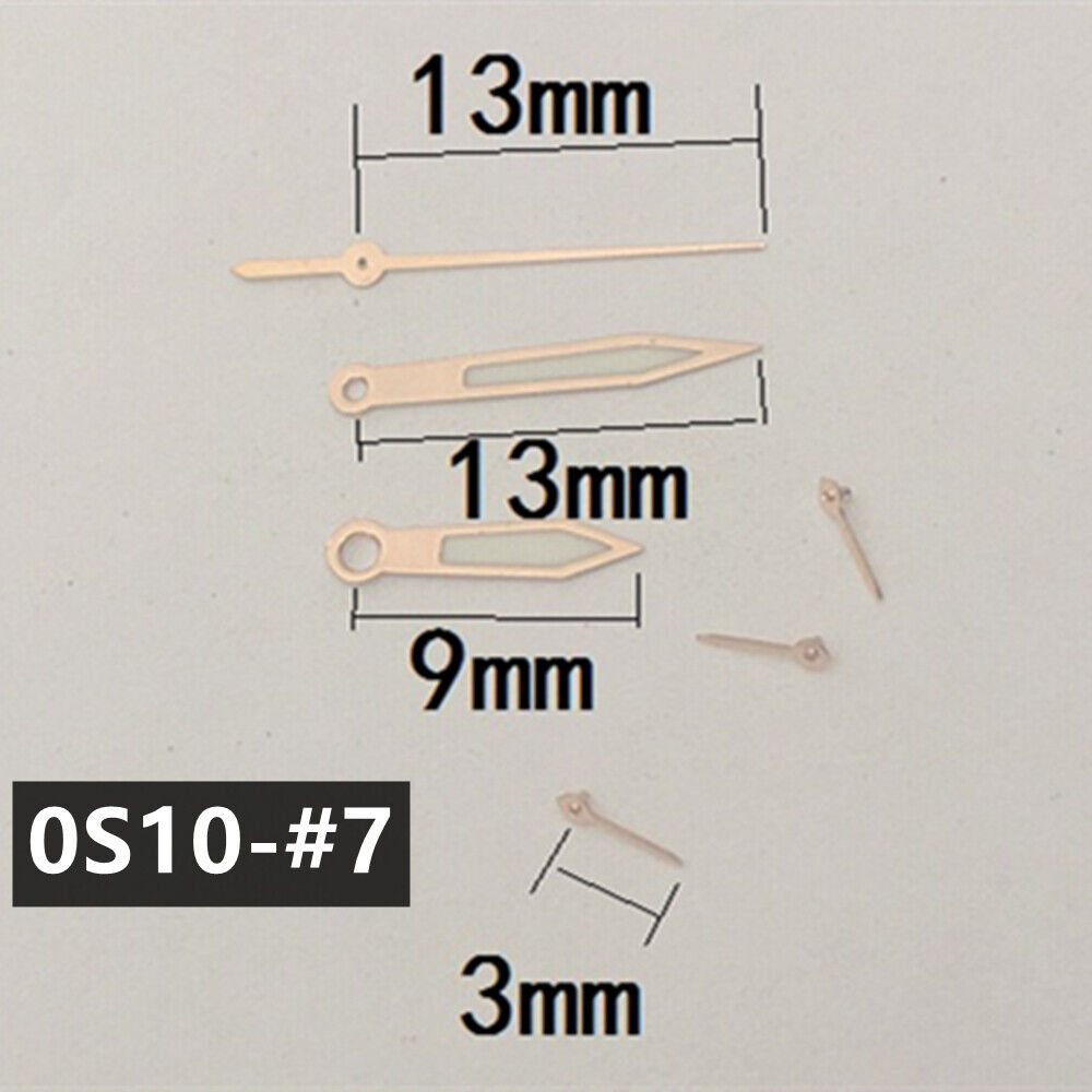 13 mm roségoldene Zierleiste mit grüner Leuchtmasse für Miyota 0S10-Uhrwerk