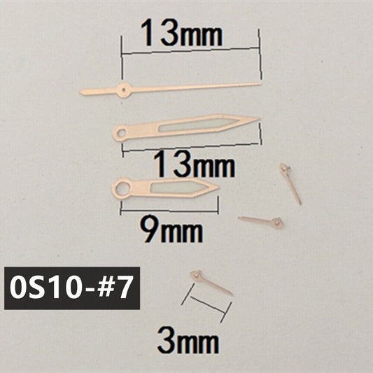 13 mm roségoldene Zierleiste mit grüner Leuchtmasse für Miyota 0S10-Uhrwerk