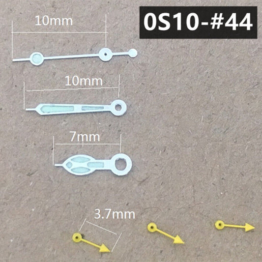 Aiguilles de montre lumineuses vertes argentées de 10 mm pour mouvement à quartz Miyota 0S10