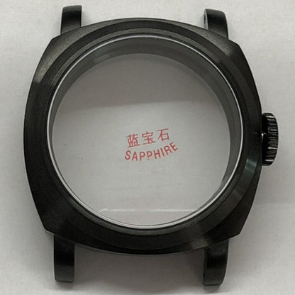 44mm 316L black sapphire glass watch case by Seagull, compatible with ST3600/ST3621/ETA6497/6498 movements.