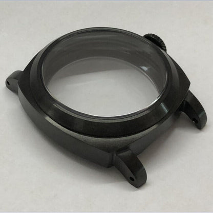 44mm Seagull black sapphire glass watch case, 316L stainless steel, fits ST3600/ST3621/ETA6497/6498 movements.