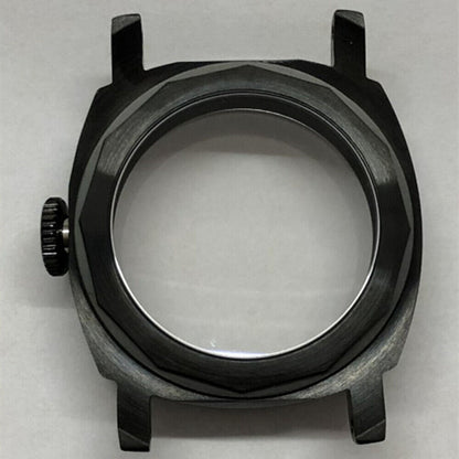 44mm black sapphire glass watch case by Seagull, compatible with ST3600/ST3621/ETA6497/6498 movements. Durable 316L steel.