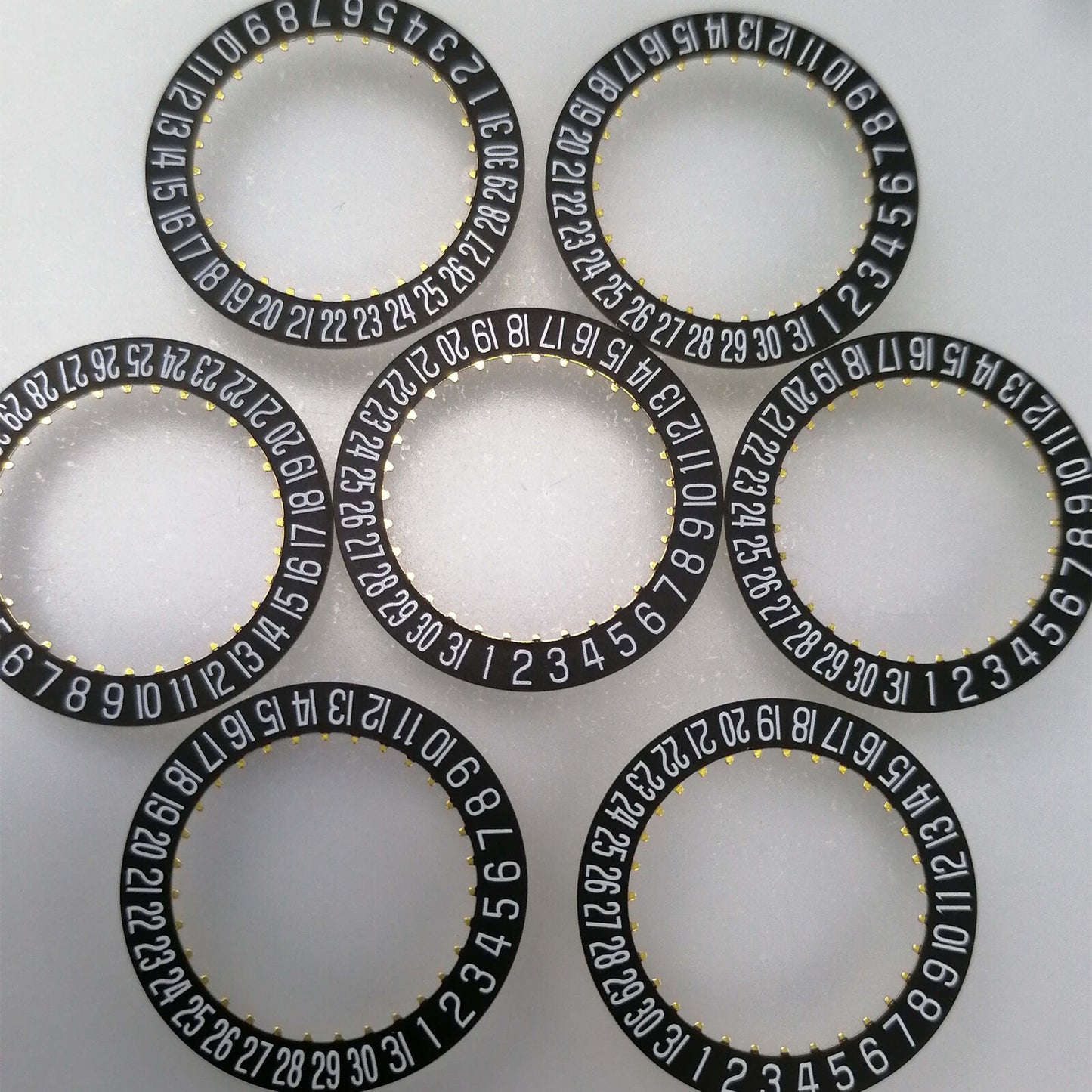 Generic Date@6 black date disk wheel for ETA2824-2 watch movement, precise replacement part.