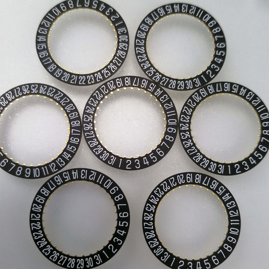 Generic Date@6 black date disk wheel for ETA2824-2 watch movement, precise replacement part.