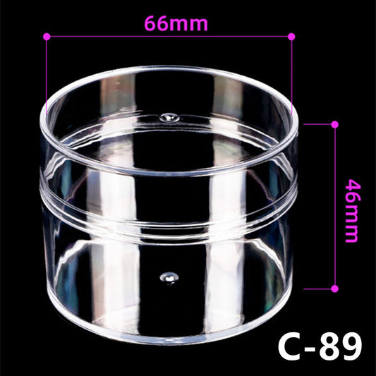 Boîte à outils ronde transparente en PS, 10 pièces, 66 x 46 mm, avec couvercle et base