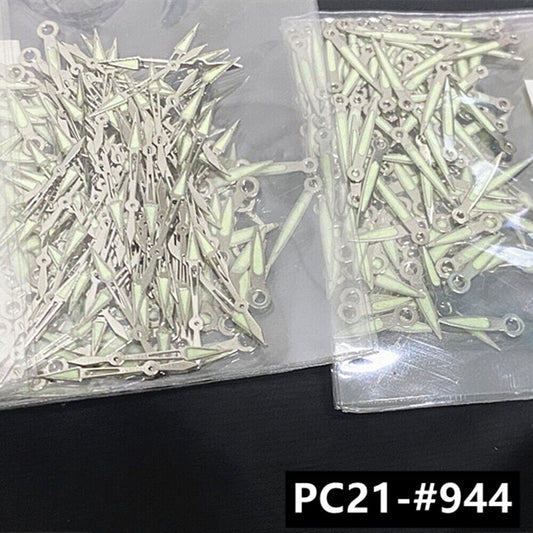 Lot de 100 aiguilles de montre argentées de 11 mm avec luminescentes pour mouvement à quartz Epson PC21