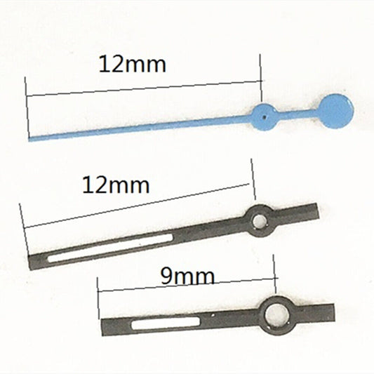 Aiguilles de montre noires de 12 mm, bleu marine, pour mouvement à quartz Miyota 7T35