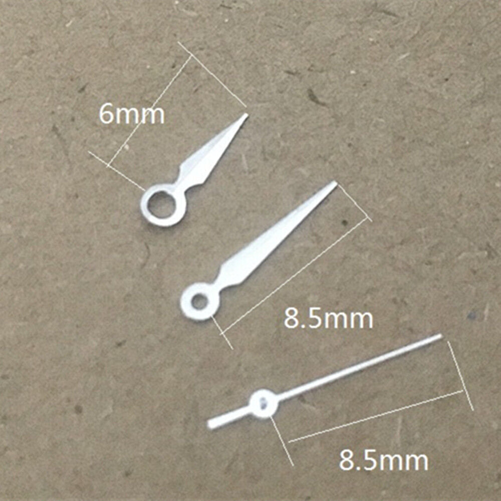 8.5mm white watch hands for Miyota 1M12 quartz movement, precision Japan-made parts.