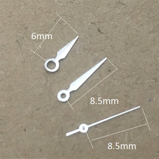 8.5mm white watch hands for Miyota 1M12 quartz movement, precision Japan-made parts.