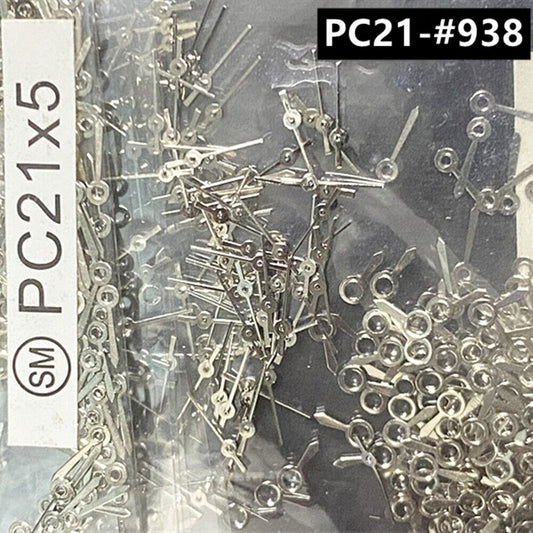 100 Sets 5 mm silberne Uhrzeiger für Hattori Epson PC21 Quarzwerk