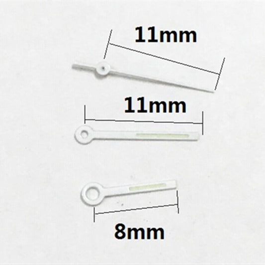 Aiguilles de montre carrées à finition argentée et luminescente verte pour mouvement à quartz Miyota 6M12