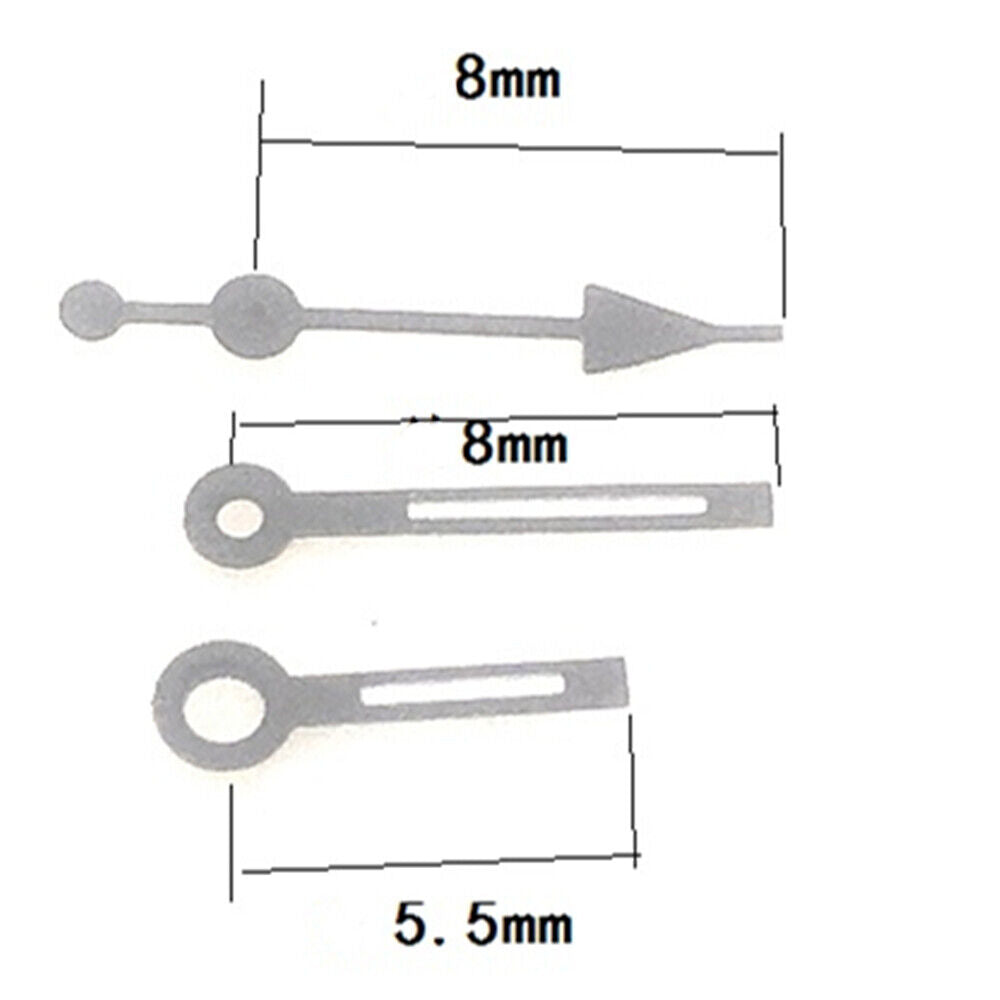 Grey green lume watch hands, 8mm size, compatible with Miyota 7T35 quartz movement, brand quality.