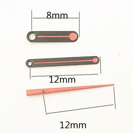 Aiguilles de montre rondes roses de 12 mm pour mouvement à quartz Miyota 7T35