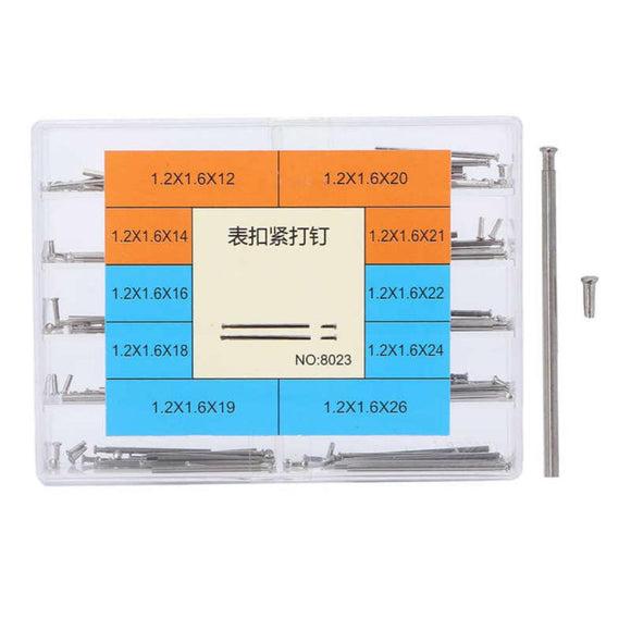 100pcs Alloy Watch Band Clasp Tube Friction Pin Pressure Bars Pins Rivet Ends
