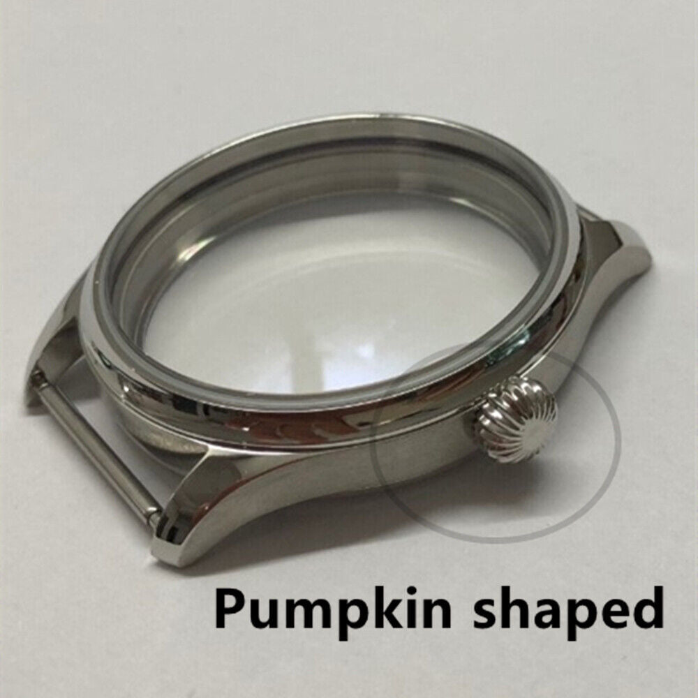 44mm stainless steel watch case with sapphire glass, compatible with Seagull ST3600 and ETA6497 movements.