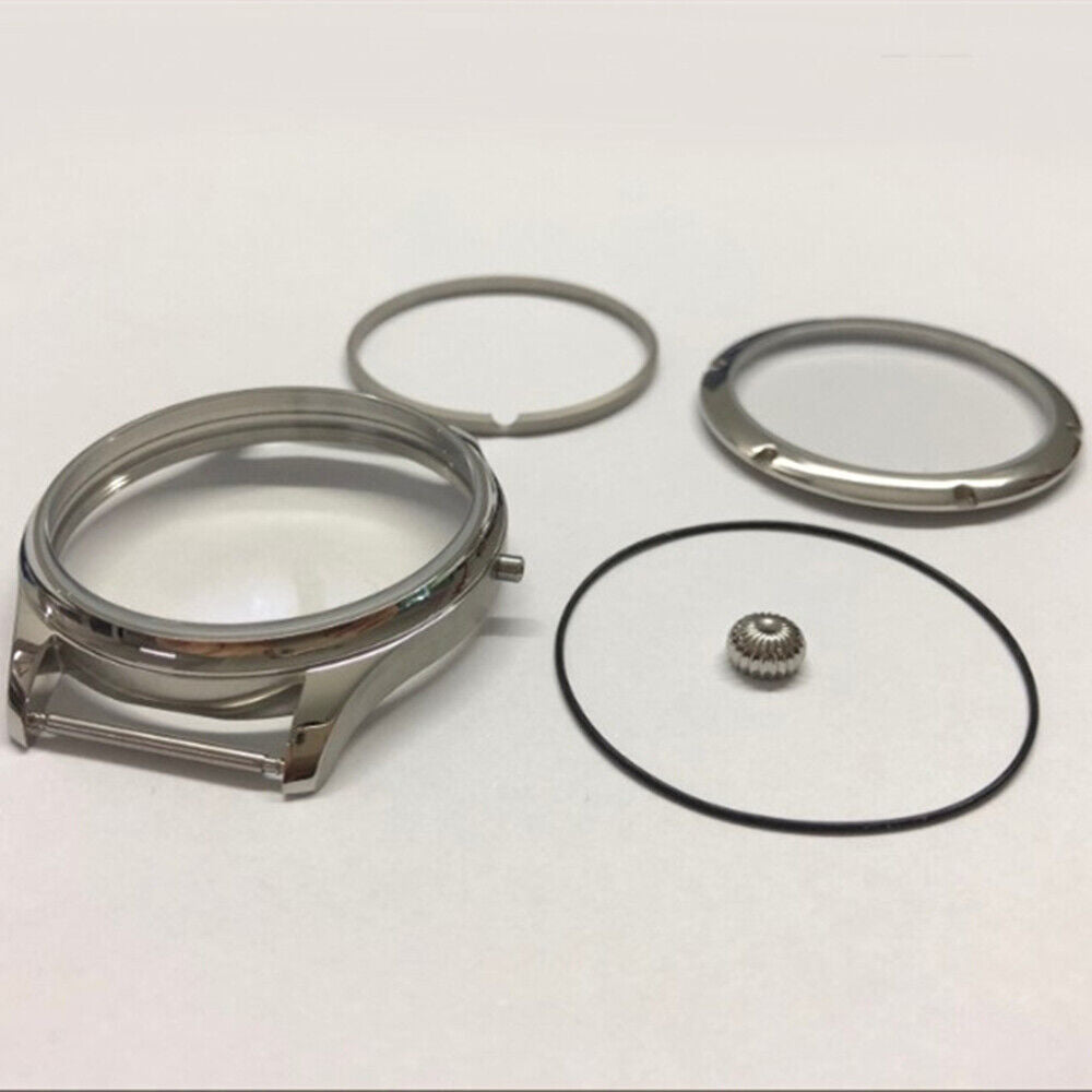 44mm stainless steel Seagull watch case with sapphire glass, compatible with ST3600 and ETA6497 movements.