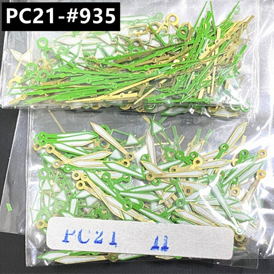 Lot de 100 aiguilles de montre vertes/blanches de 11 mm pour mouvement à quartz Epson PC21
