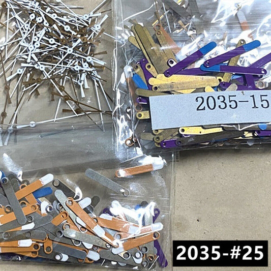 Lot de 100 aiguilles de montre multicolores de 15 mm pour mouvement à quartz Miyota 2035