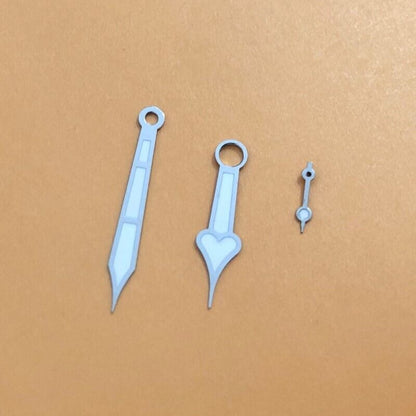 Peach shaped luminous watch hands by Seagull, perfect for ST3600 and ETA6497 movement repairs.