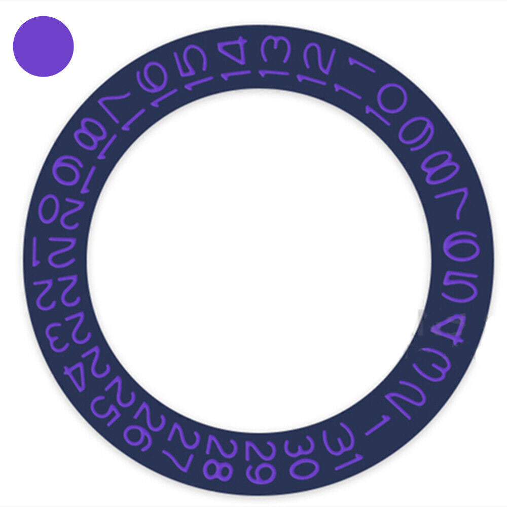 Denim blue disk date wheel with orchid purple font for Miyota NH35 NH36 watch movement
