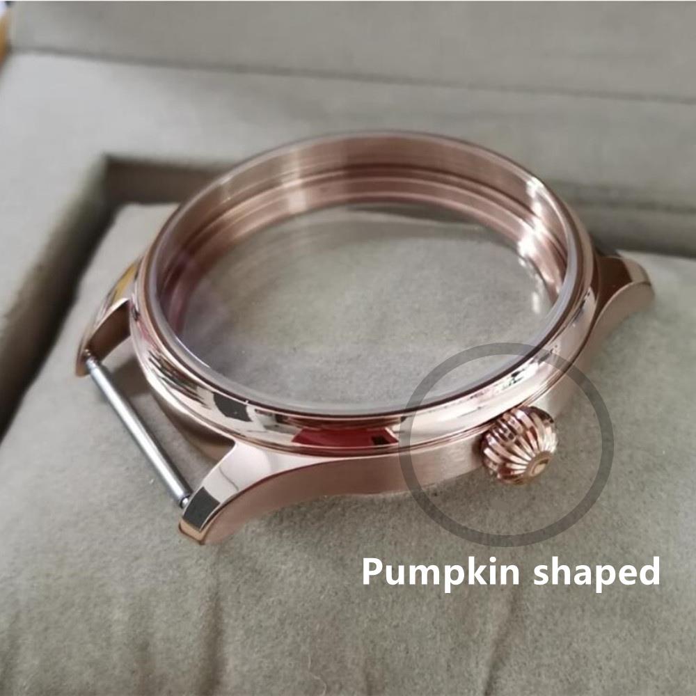 44mm 316L stainless steel watch case with sapphire crystal, compatible with Seagull ST3600/ST3621 and ETA6497/6498 movements.