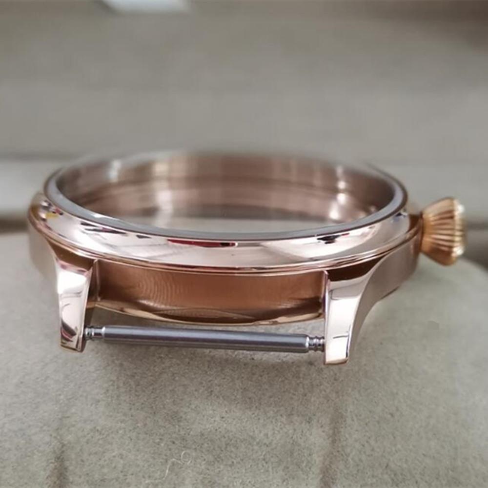 44mm 316L stainless steel watch case with sapphire crystal, compatible with Seagull ST3600/ST3621 and ETA6497/6498 movements.