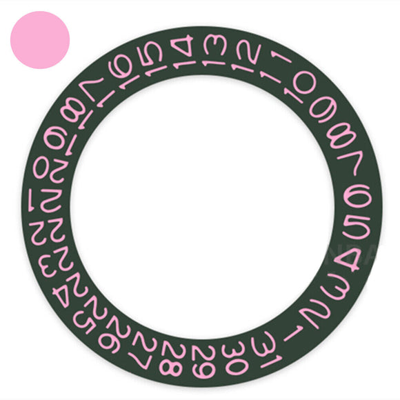 Dark Hunter Green Background Flamingo Pink Font Date Wheel for Miyota NH35 NH36