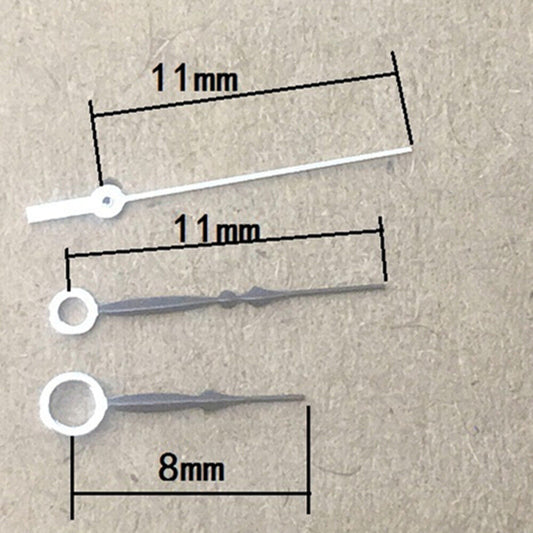 Aiguilles de montre noires non lumineuses de 11 mm pour mouvement à quartz Miyota 8205