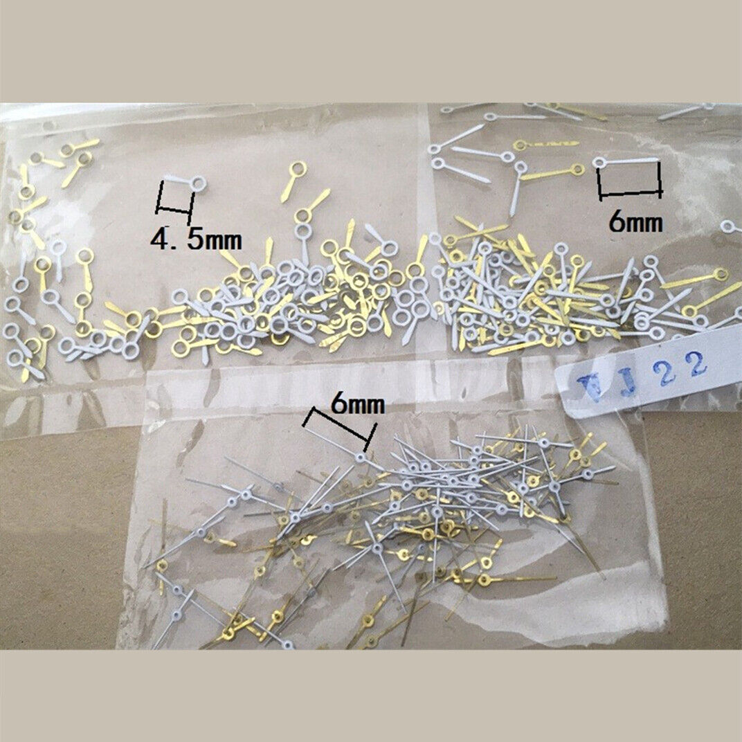 6mm golden watch hands without lume for Epson TMI VJ22 quartz movement, sleek and precise design.