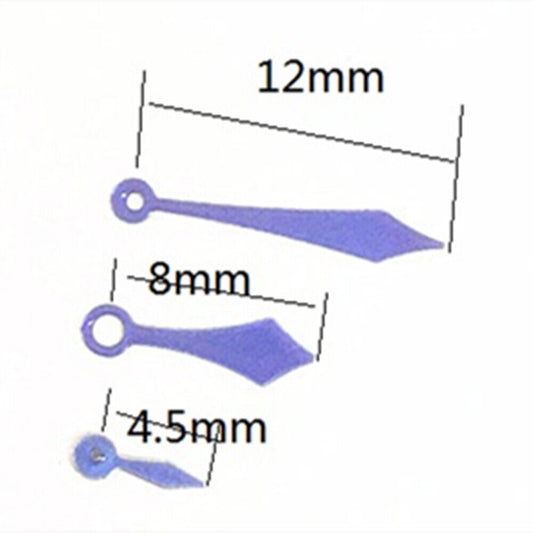 Aiguilles de montre en forme de pointe de diamant violet de 12 mm pour mouvement à quartz Sunon PE46