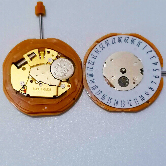 Miyota GM15 Japan Quartz Movement Date at 6 Japan Made