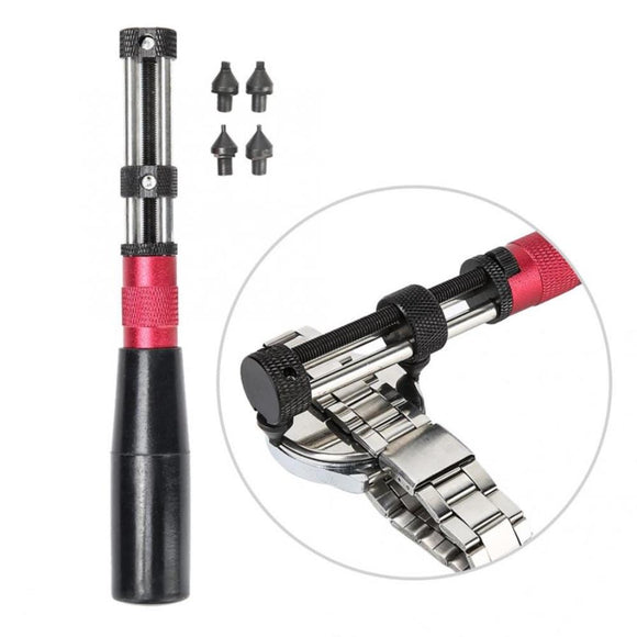Adjustable Watch Back Case Opener Remover with 4 Spare Dies Watch Repair Tool
