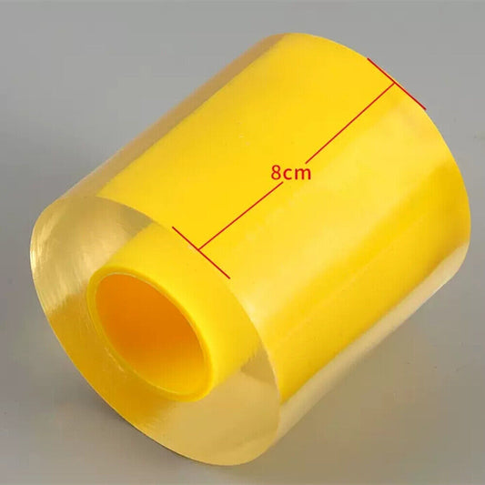 Transparent protective film for silver watch band, 8cm wide, shields jewelry from scratches and wear.