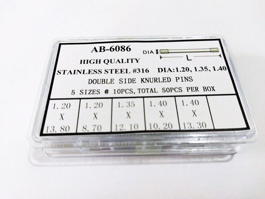 Goupille de maillon de bracelet de montre à extrémités moletées de 1,2 mm, 1,35 mm ou 1,4 mm d'épaisseur AB-6086
