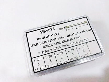 Goupille de maillon de bracelet de montre à extrémités moletées de 1,2 mm, 1,35 mm ou 1,4 mm d'épaisseur AB-6086