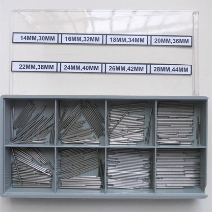 Assortiment de 320 barrettes à ressort extra longues de 1,5 mm, à épaulement simple, en acier inoxydable, de 14 à 44 mm 
