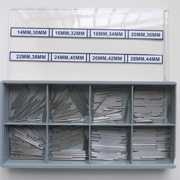 320pcs Extra Long 1.5mm Single Shoulder S/S Spring Bar Assortment 14mm-44mm