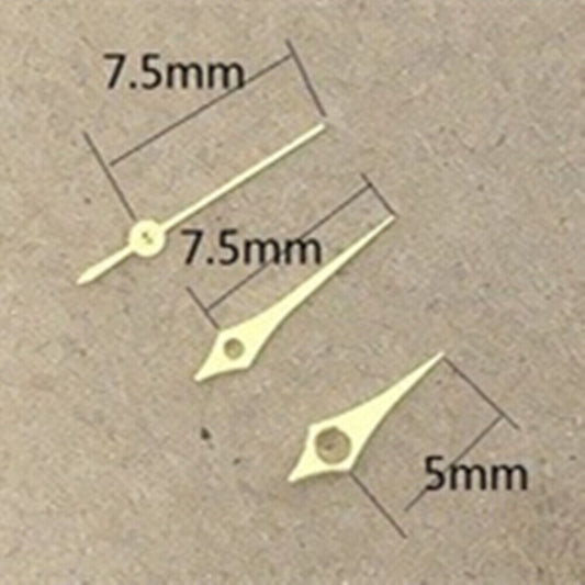 7.5mm golden rhombus watch hands by Epson for TMI VJ12 quartz movement, no lume finish