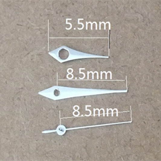 Polished silver 6-10mm watch hands for Epson TMI VJ12 quartz movement, sleek design.