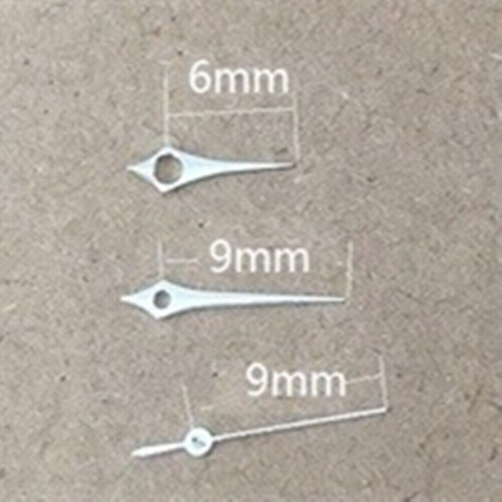 Polished silver 6-10mm watch hands for Epson TMI VJ12 quartz movement, sleek design.